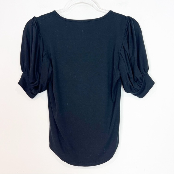 FRAME BLACK SHORT PUFF BALLOON SLEEVE SCOOP NECK SHIRT WOMENS SZ XS - Picture 3 of 6